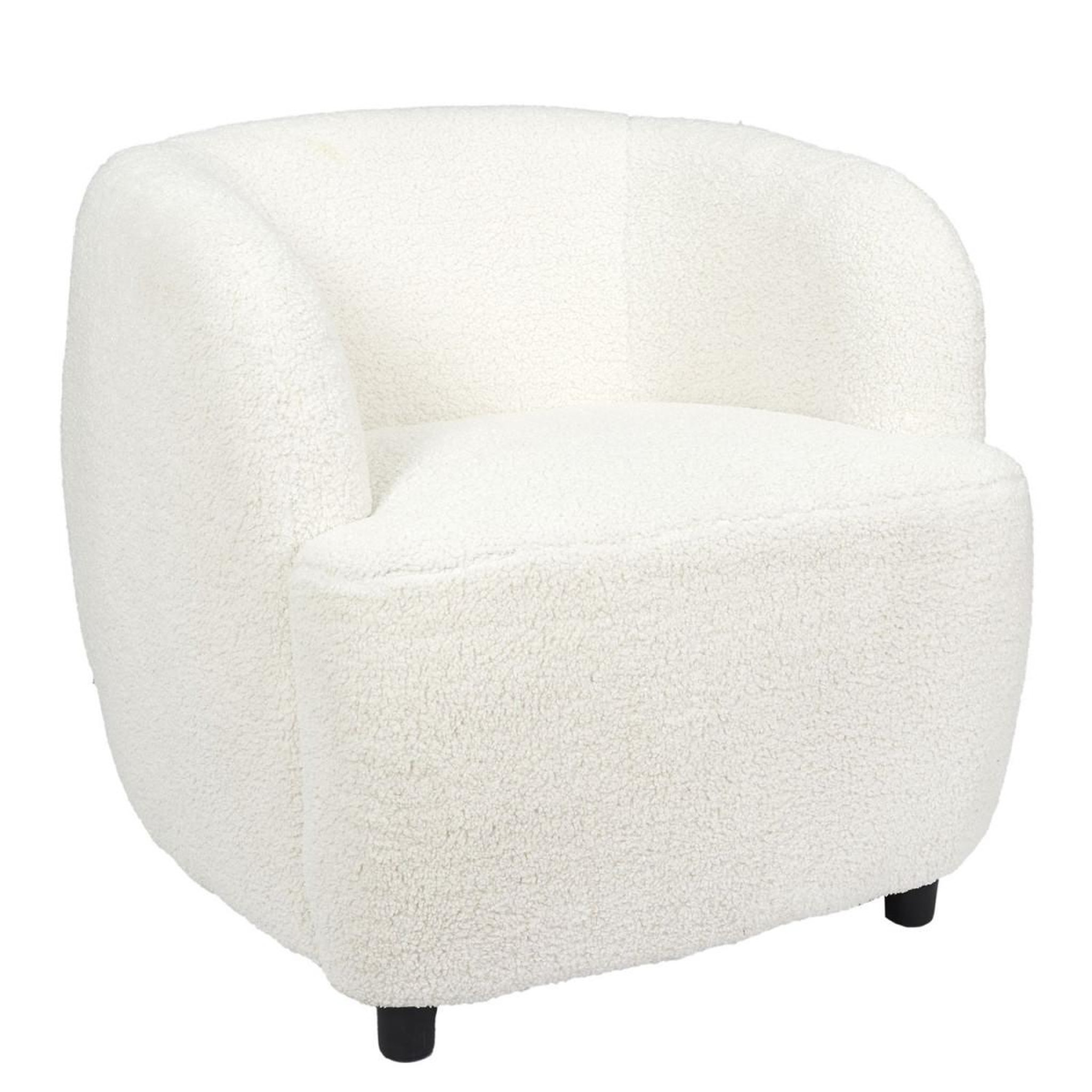The Home Deco Factory Fauteuil design bouclette  shirley  77cm blanc