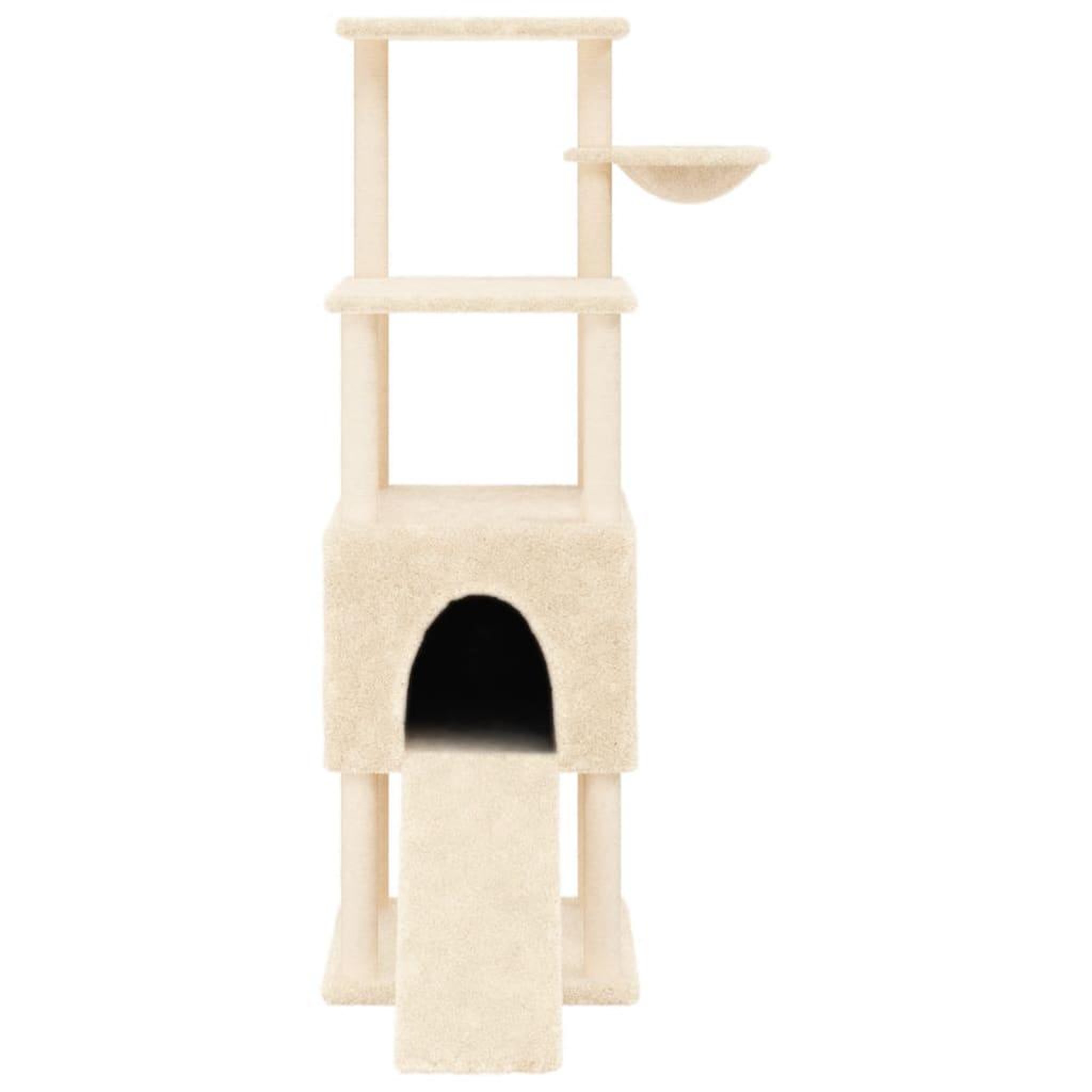 Voir la diapositive 4 : VIDAXL Arbre a chat avec griffoirs en sisal Creme 153 cm