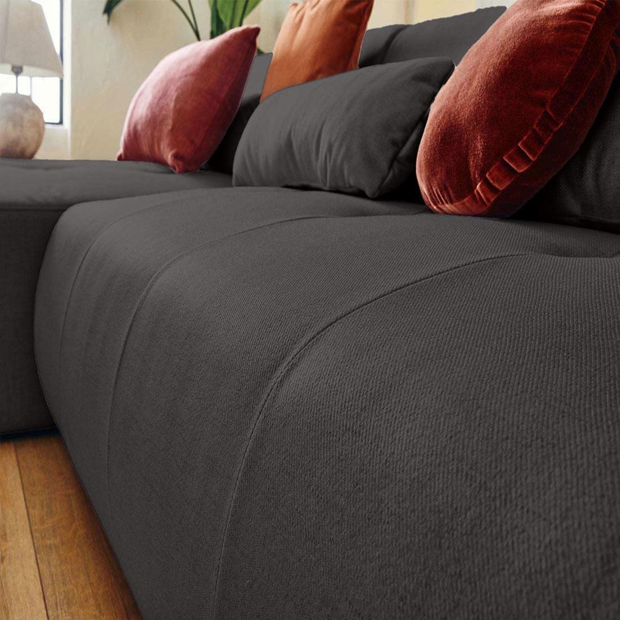 Voir la diapositive 3 : LISA DESIGN Onyx - canapé modulable d'angle gauche 5 places - en tissu