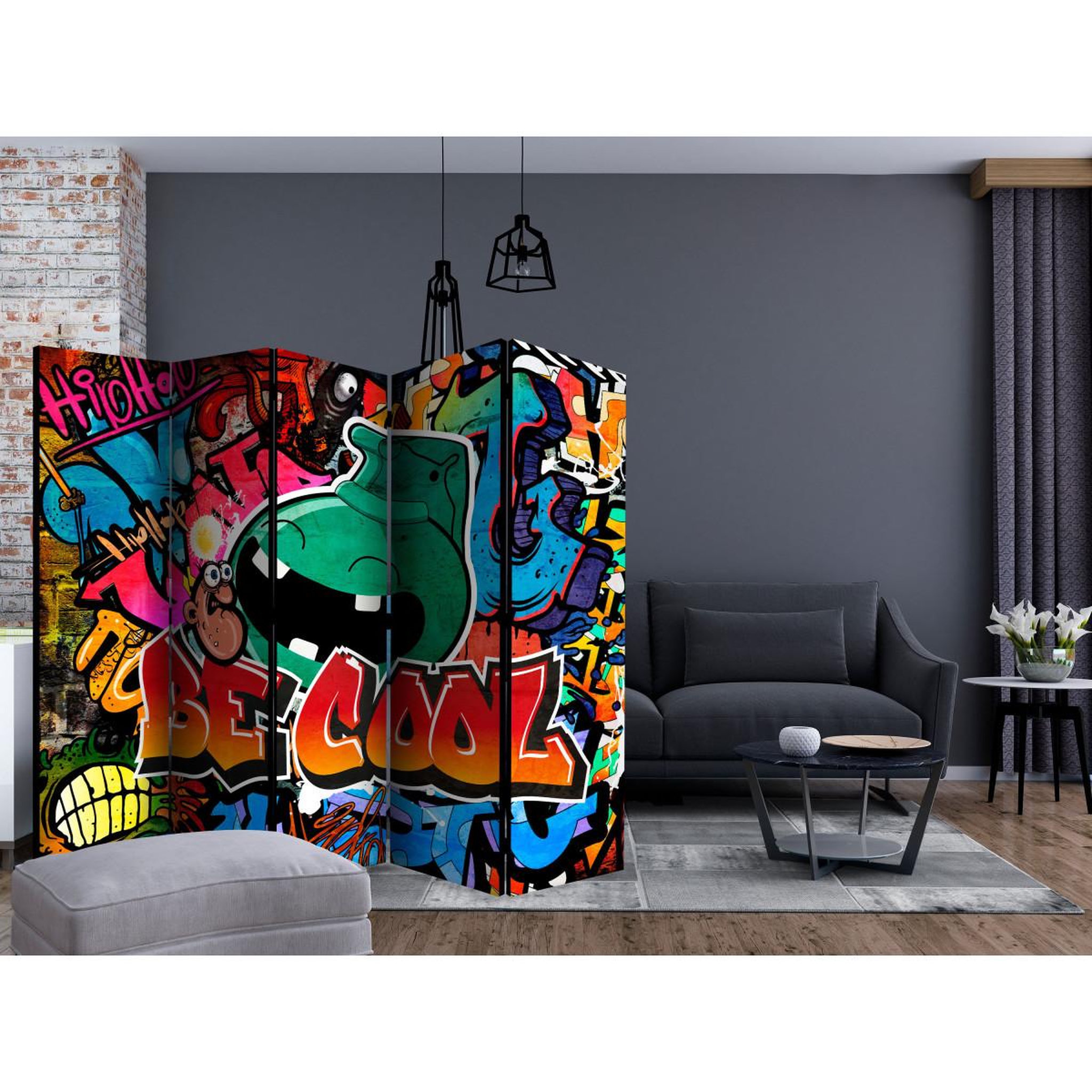 Voir la diapositive 2 : Paris Prix Paravent 5 volets  be cool  172x225cm