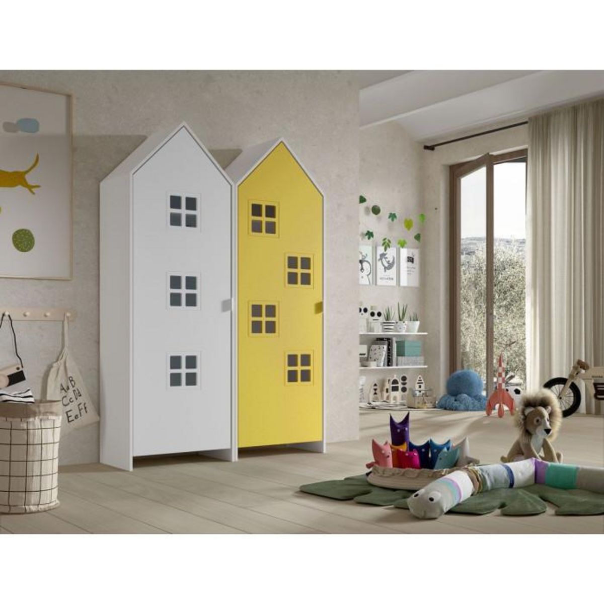 Paris Prix Pack - 2 Armoires Enfant  Casami Bruges  171cm Jaune & Blanc