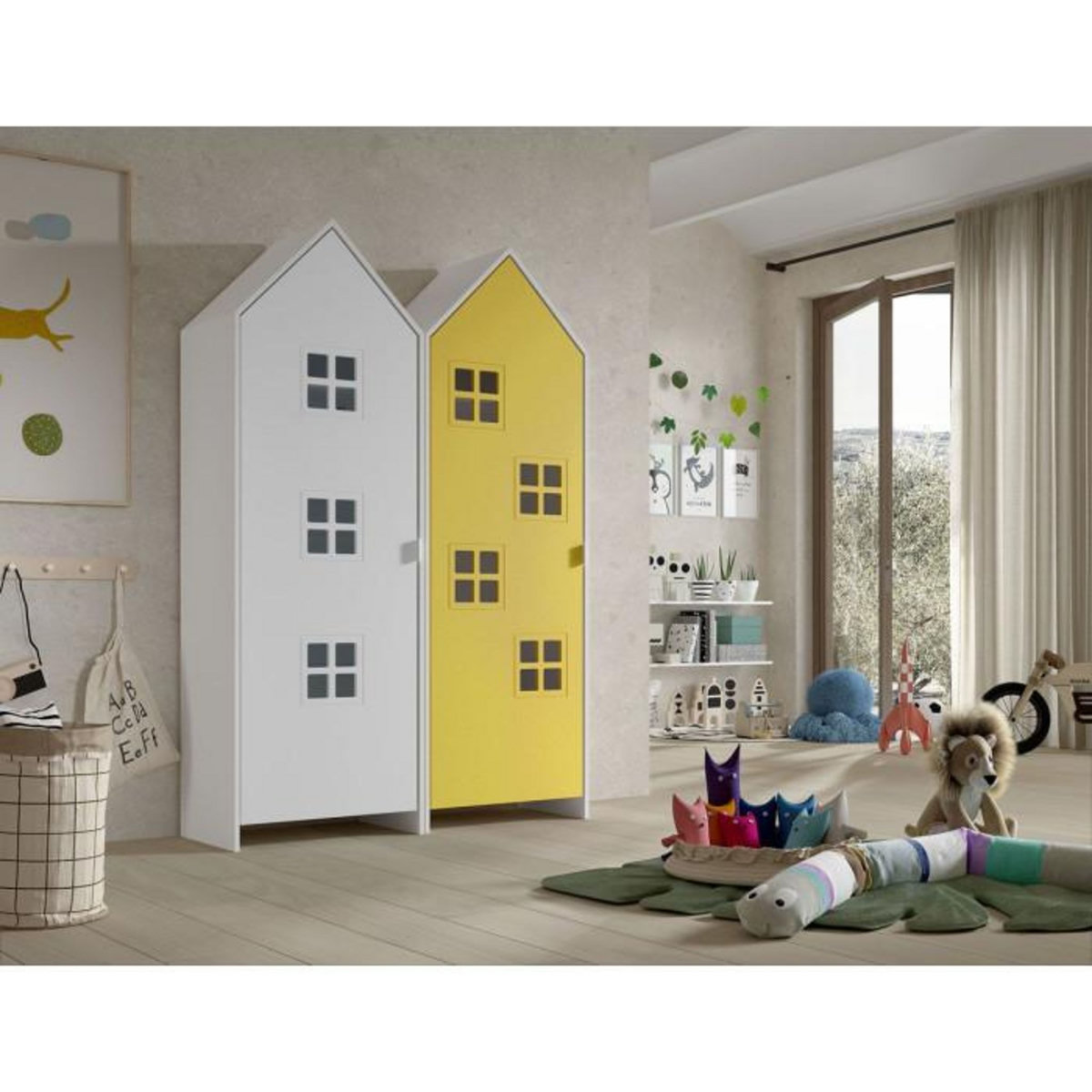 Paris Prix Pack - 2 Armoires Enfant  Casami Bruges  171cm Jaune & Blanc
