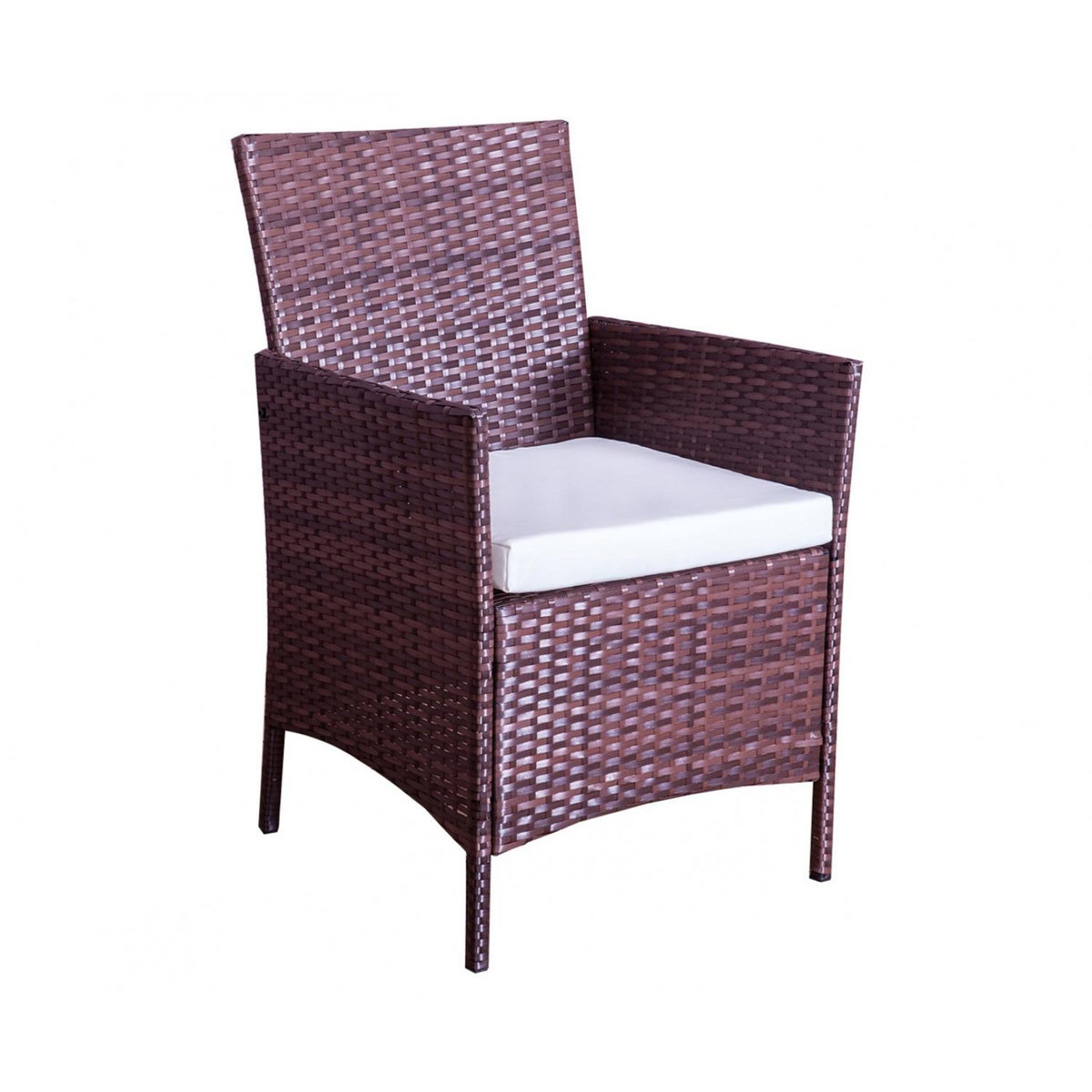 CONCEPT USINE Salon de jardin 4 places en résine tressée marron et blanc MYKONOS