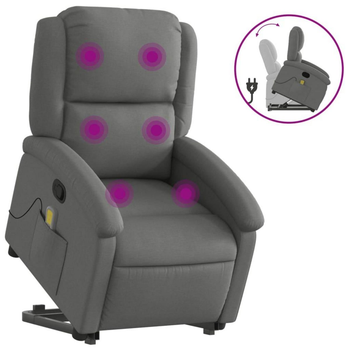 VIDAXL Fauteuil de massage inclinable Gris fonce Tissu