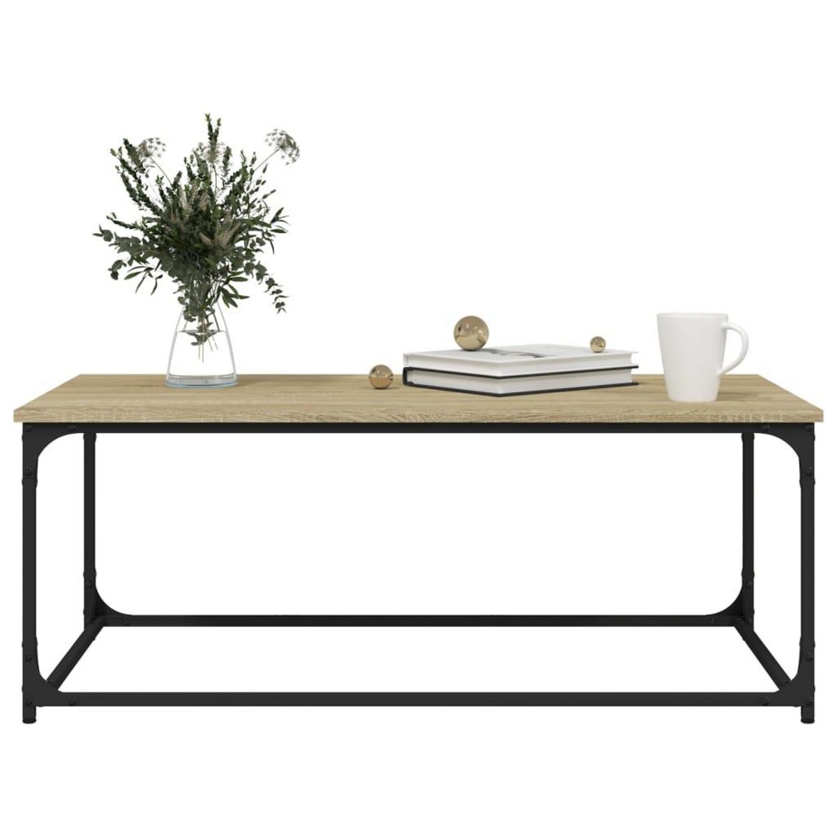 VIDAXL Table basse Chene sonoma 102x50x40 cm Bois d'ingenierie et fer
