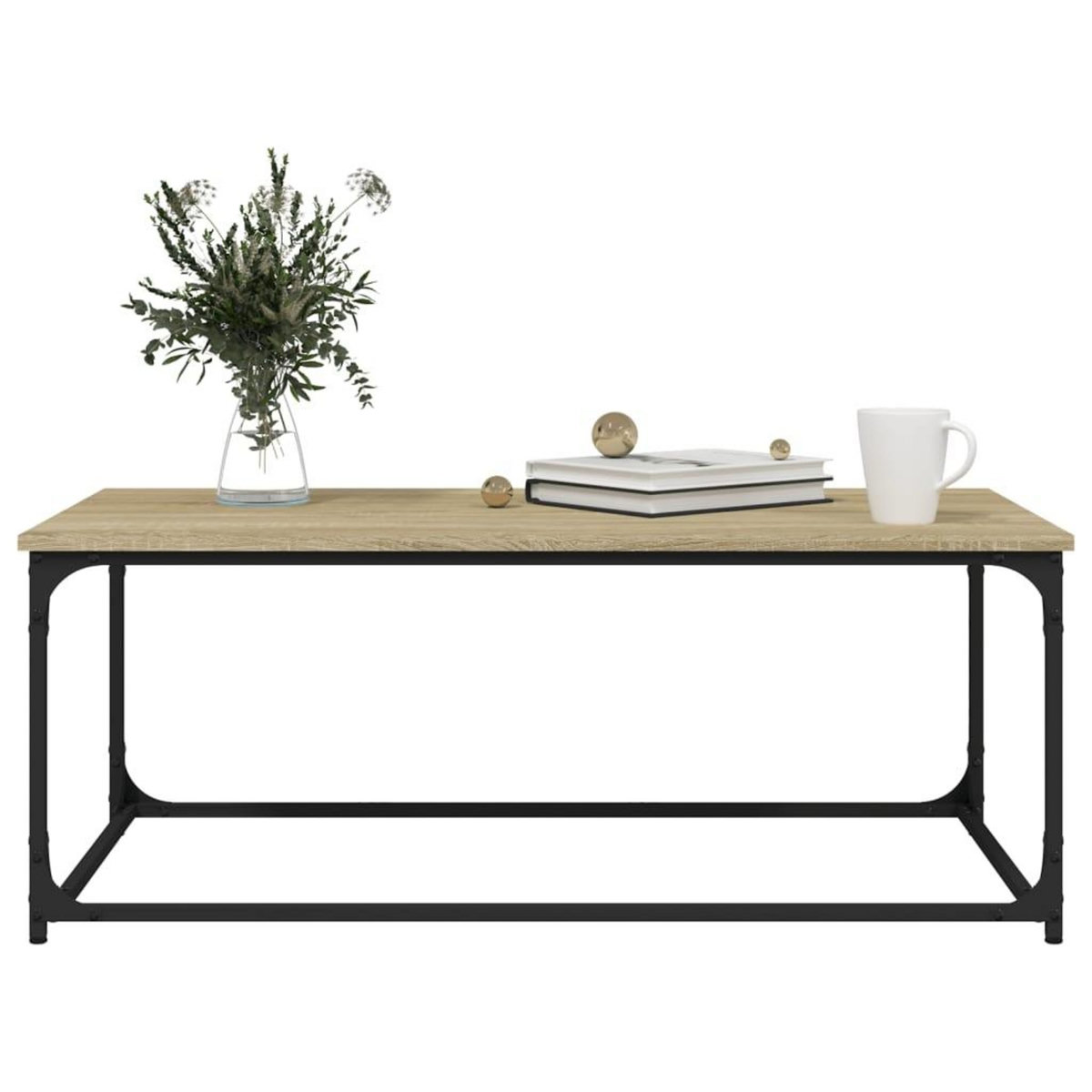 VIDAXL Table basse Chene sonoma 102x50x40 cm Bois d'ingenierie et fer