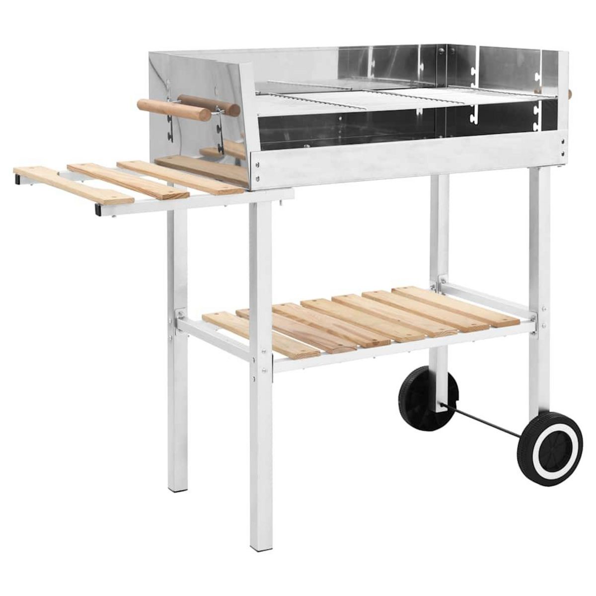 VIDAXL Barbecue au charbon sur chariot Acier inoxydable et 2 etageres