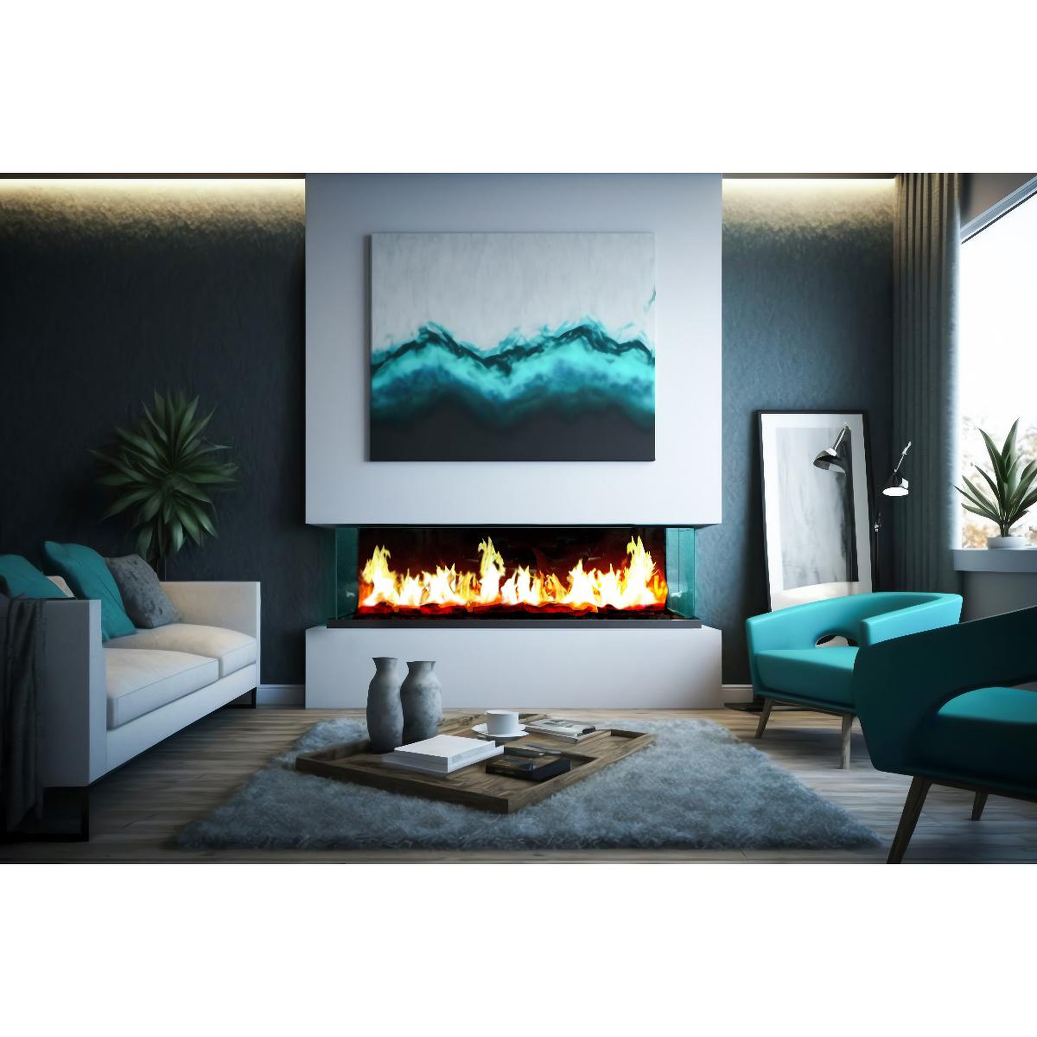 Voir la diapositive 2 : Chemin'arte Cheminée électrique encastrable 3d 152cm - 261 3d