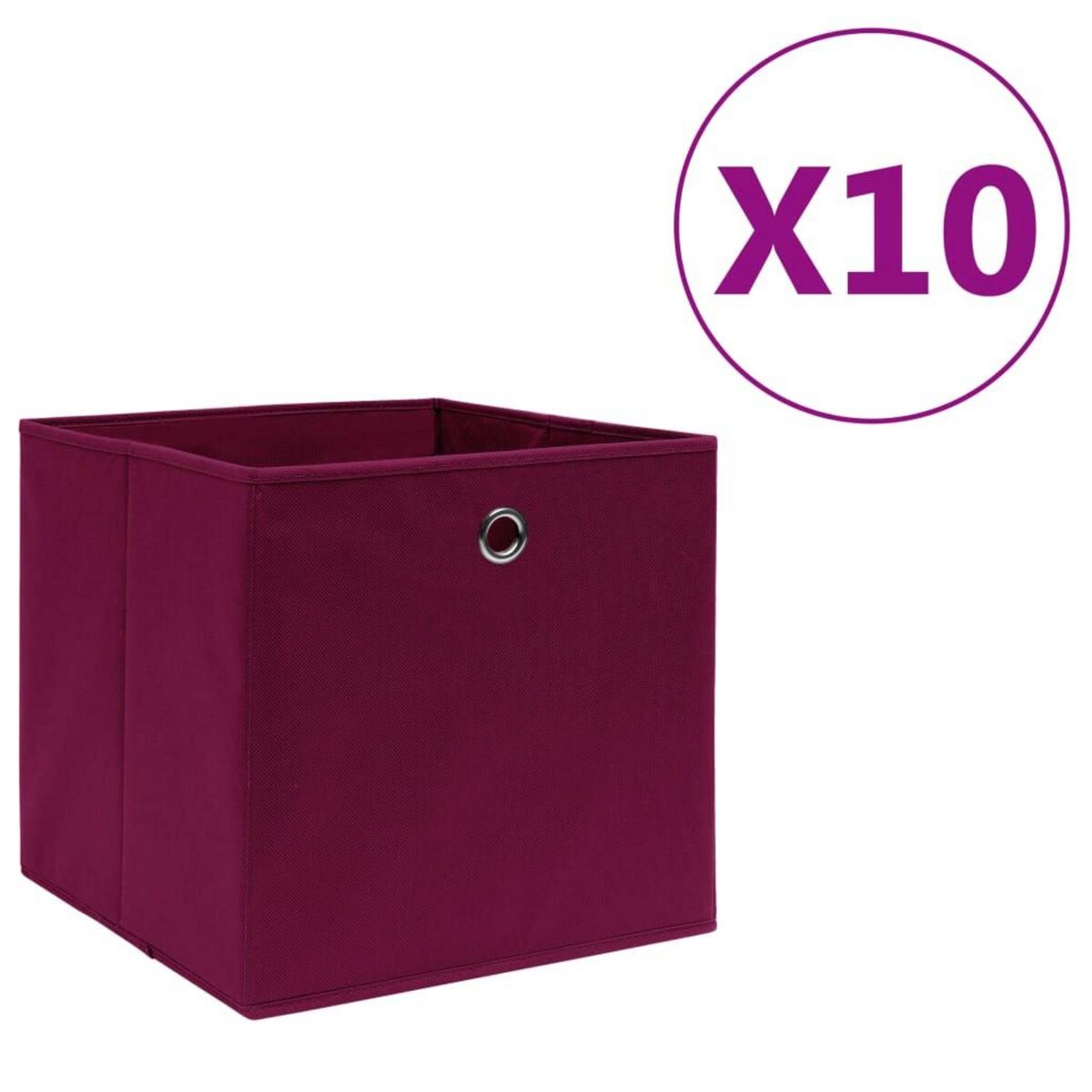 VIDAXL Boîtes de rangement 10 pcs Tissu intisse 28x28x28cm Rouge fonce