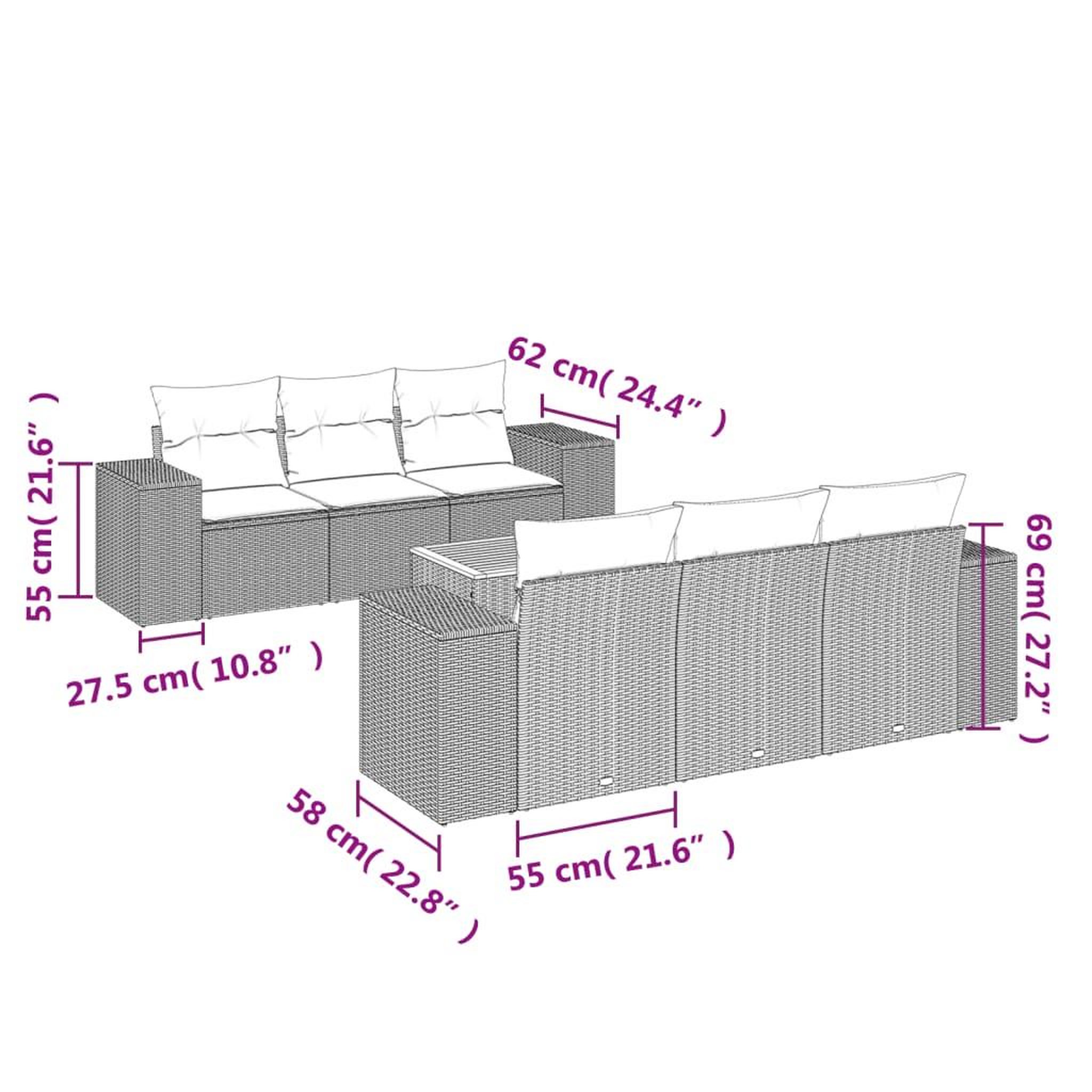Voir la diapositive 3 : VIDAXL Salon de jardin 7 pcs avec coussins noir resine tressee