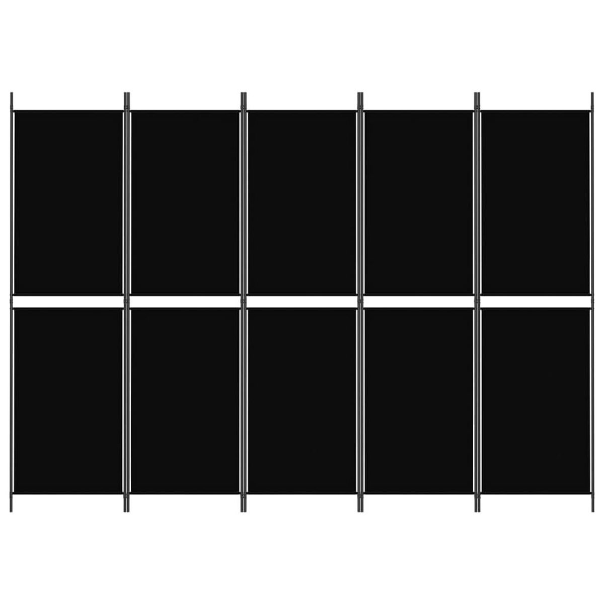 VIDAXL Cloison de separation 5 panneaux Noir 250x180 cm Tissu