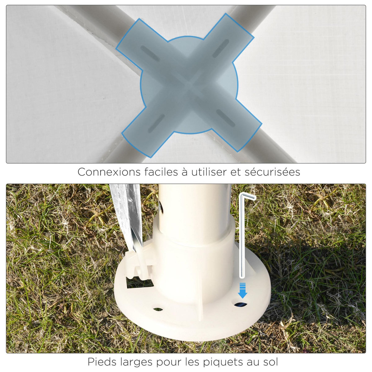 OUTSUNNY Tonnelle barnum de jardin dim. 2,7L x 2,7l x 2,54H m métal époxy toile PE haute densité blanc