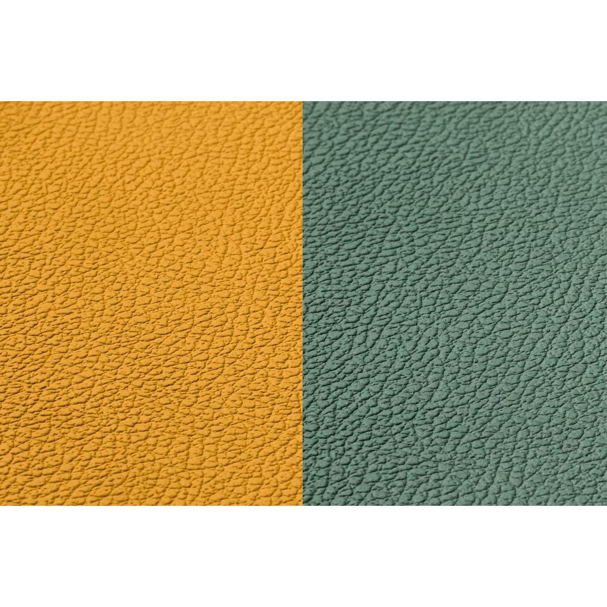 BJORN Set de table rectangulaire réversible - 6 pièces - Cuir recyclé jaune moutarde et vert sapin