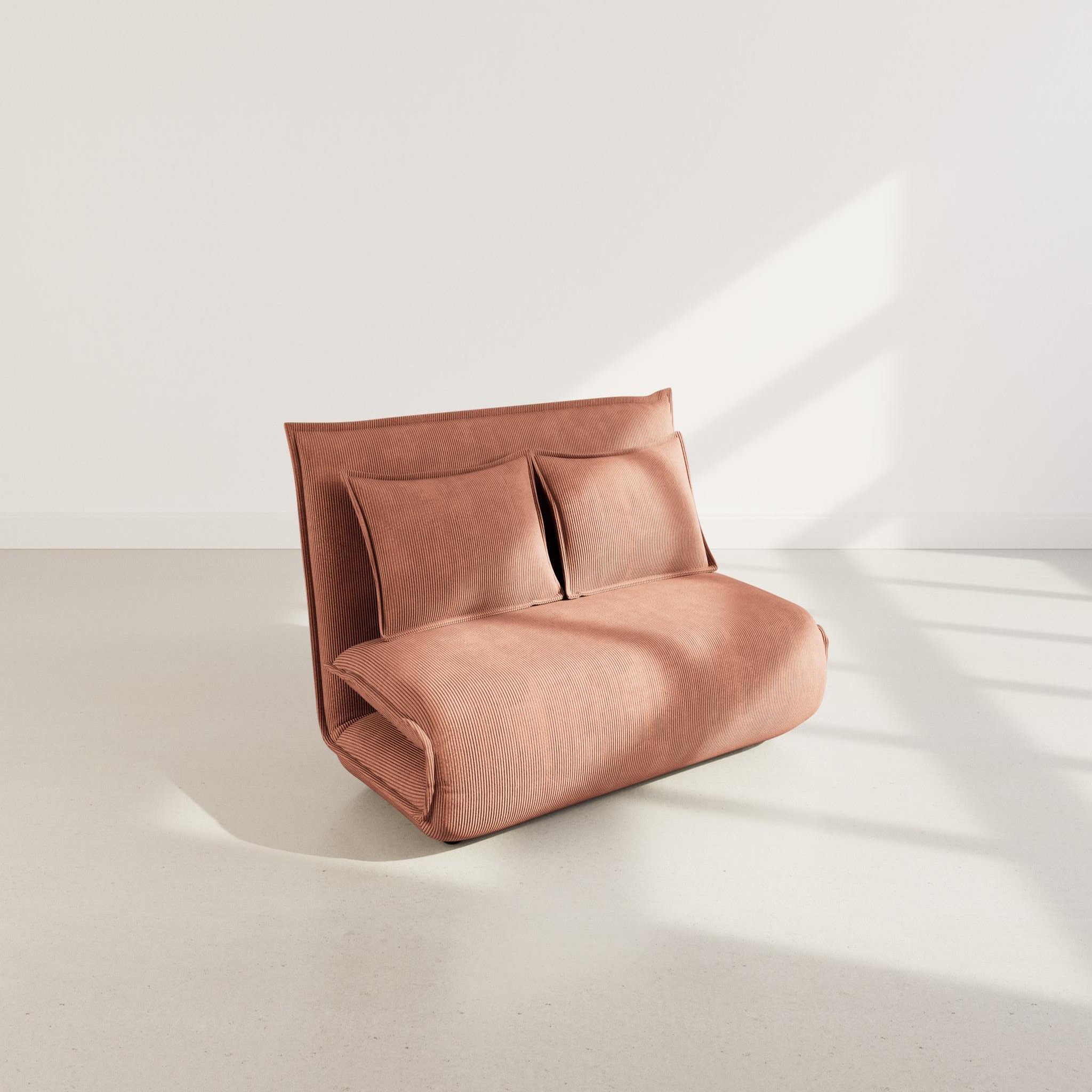 Voir la diapositive 6 : BEST MOBILIER Candice - banquette 2 places convertible clic-clac en velours côtelé