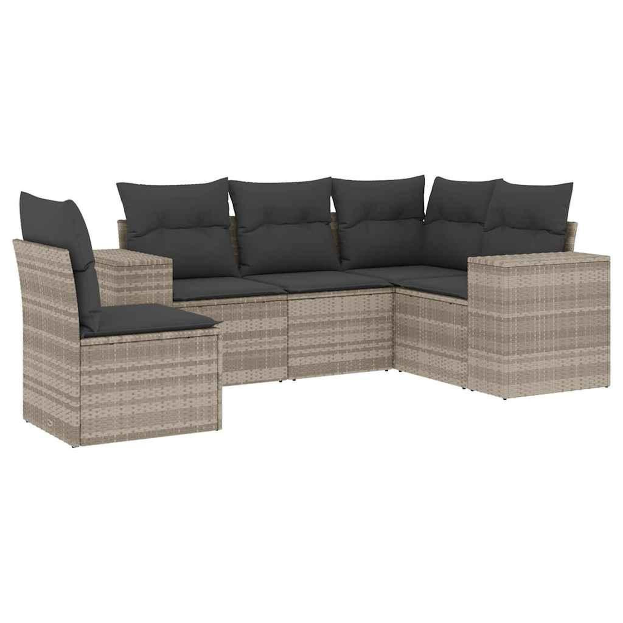 Voir la diapositive 2 : VIDAXL Salon de jardin 5 pcs avec coussins gris clair resine tressee