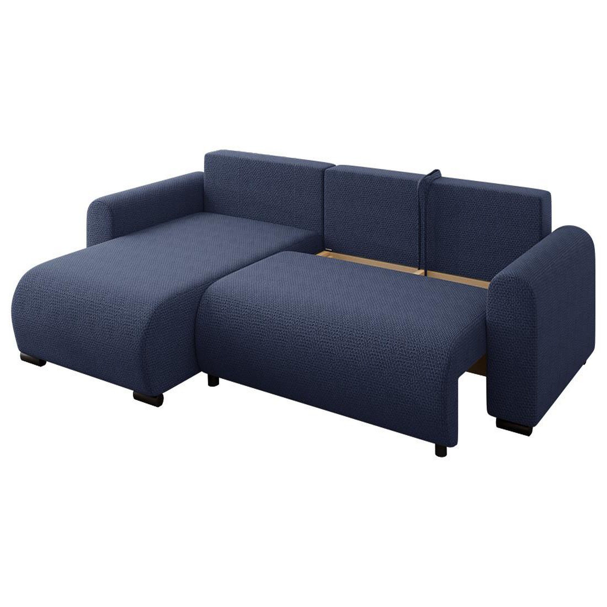 Voir la diapositive 3 : BEST MOBILIER Rosalie - canapé d'angle réversible 4 places convertible avec coffre en velours texturé