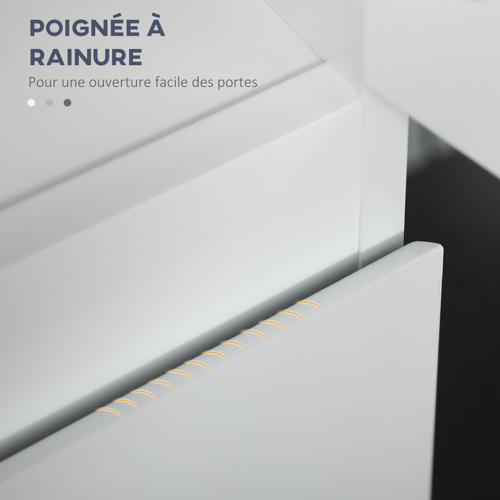 Voir la diapositive 6 : KLEANKIN Meuble colonne rangement salle de bain 2 placards 3 étagères style contemporain blanc