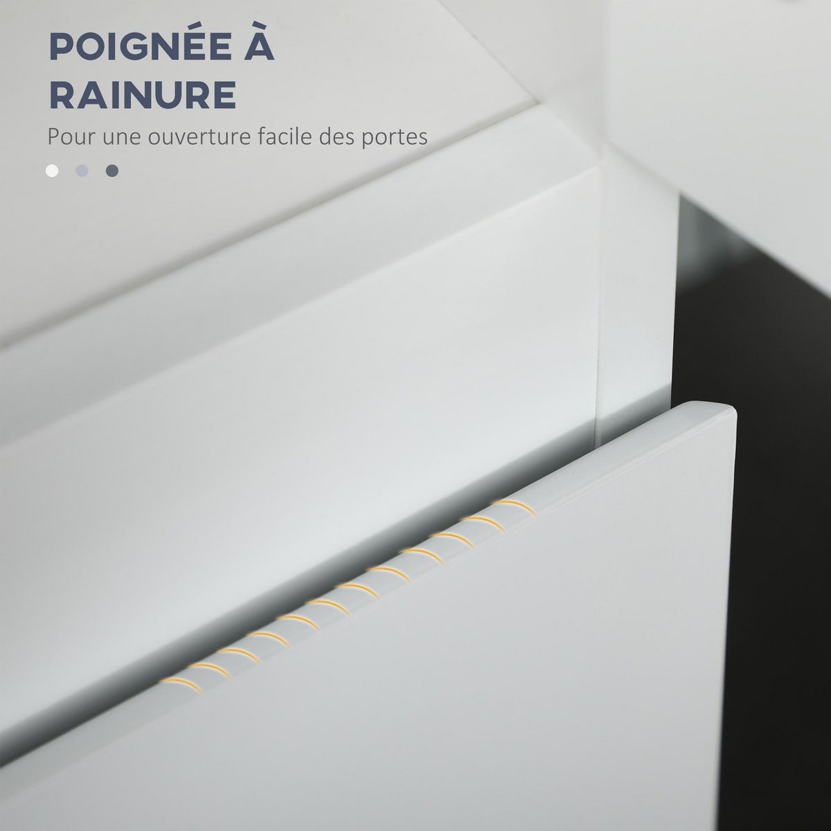 KLEANKIN Meuble colonne rangement salle de bain 2 placards 3 étagères style contemporain blanc