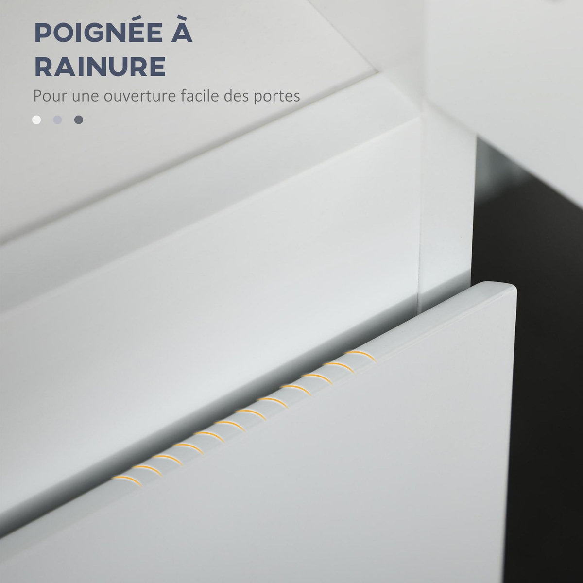 KLEANKIN Meuble colonne rangement salle de bain 2 placards 3 étagères style contemporain blanc