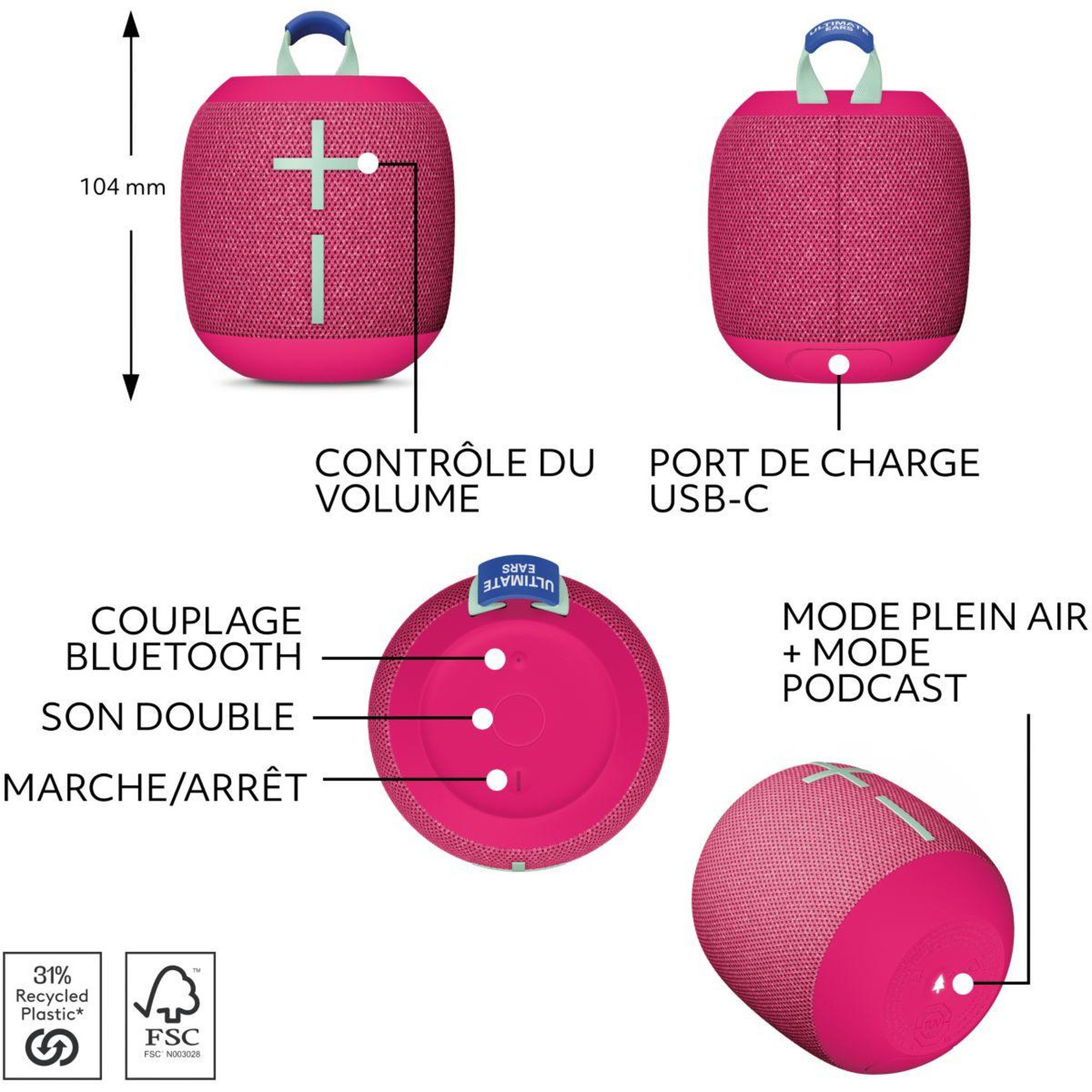 Voir la diapositive 5 : Ultimate ears Enceinte portable Wonderboom 4 Rose