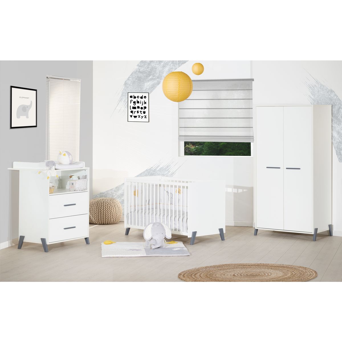 BABY PRICE Chambre bébé complète JOY, coloris gris