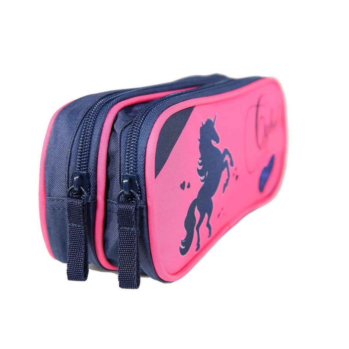 Bagtrotter Trousse scolaire 2 compartiments Cybel Cheval/Licorne Rose et bleue marine Bagtrotter