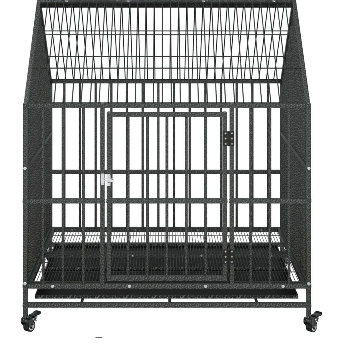 VIDAXL Cage pour chien avec roues noir gris acier galvanise