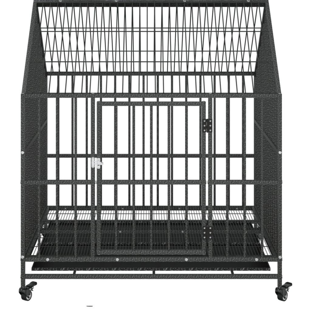 VIDAXL Cage pour chien avec roues noir gris acier galvanise