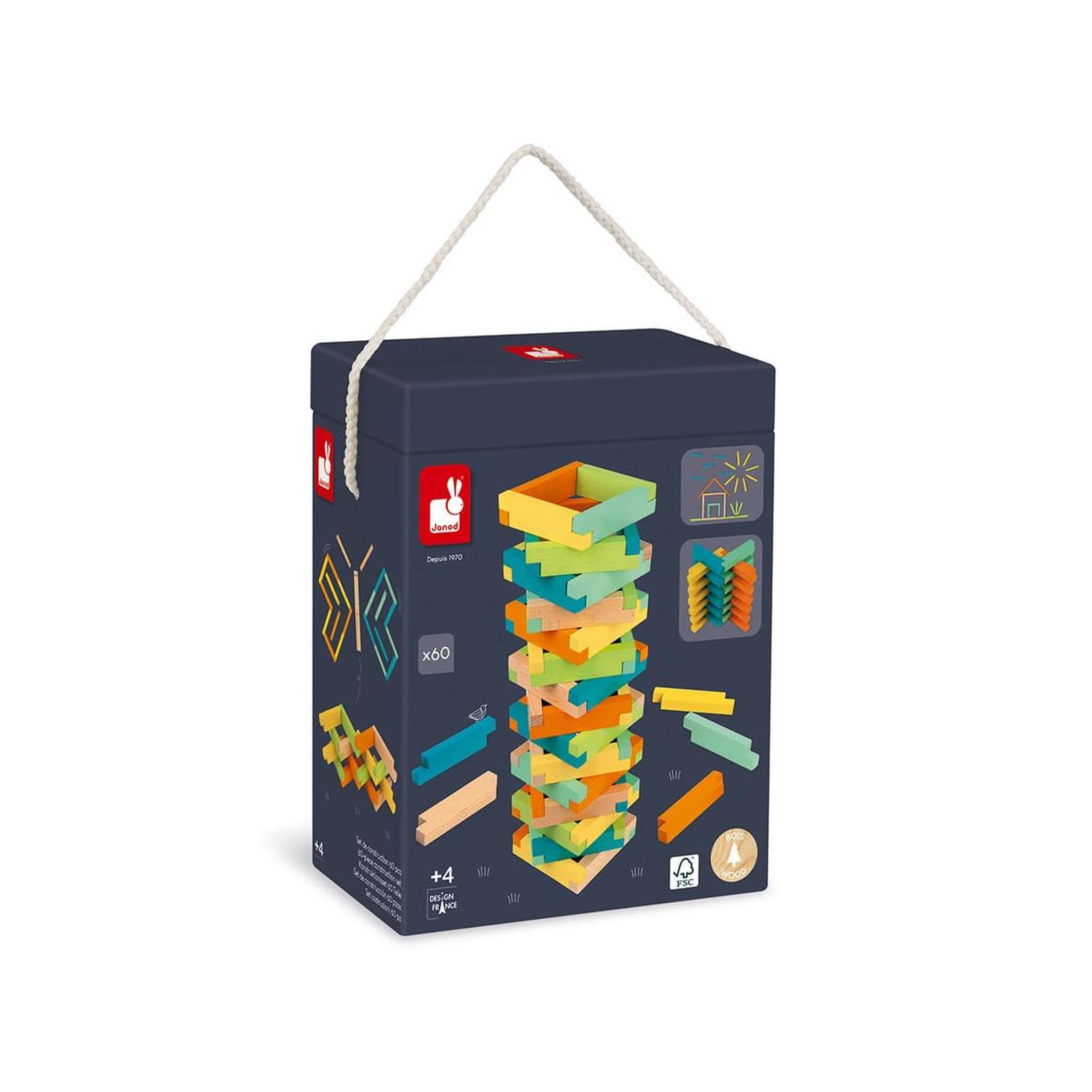 Voir la diapositive 1 : Juratoys-Janod Set de construction 60 pcs