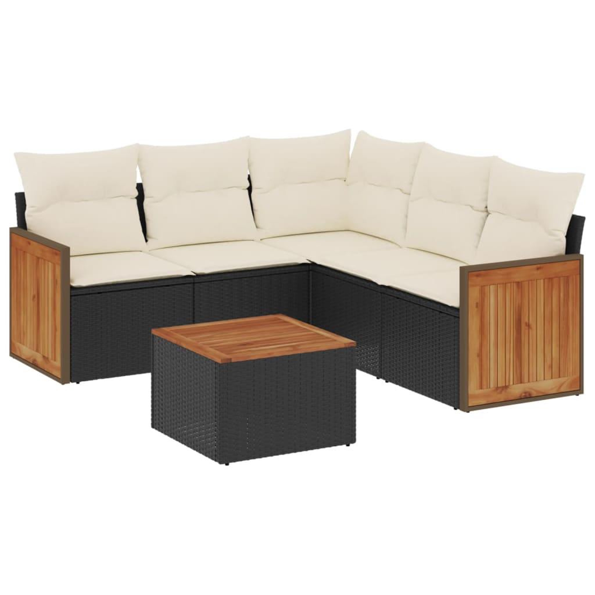 Voir la diapositive 2 : VIDAXL Salon de jardin 6 pcs avec coussins noir resine tressee