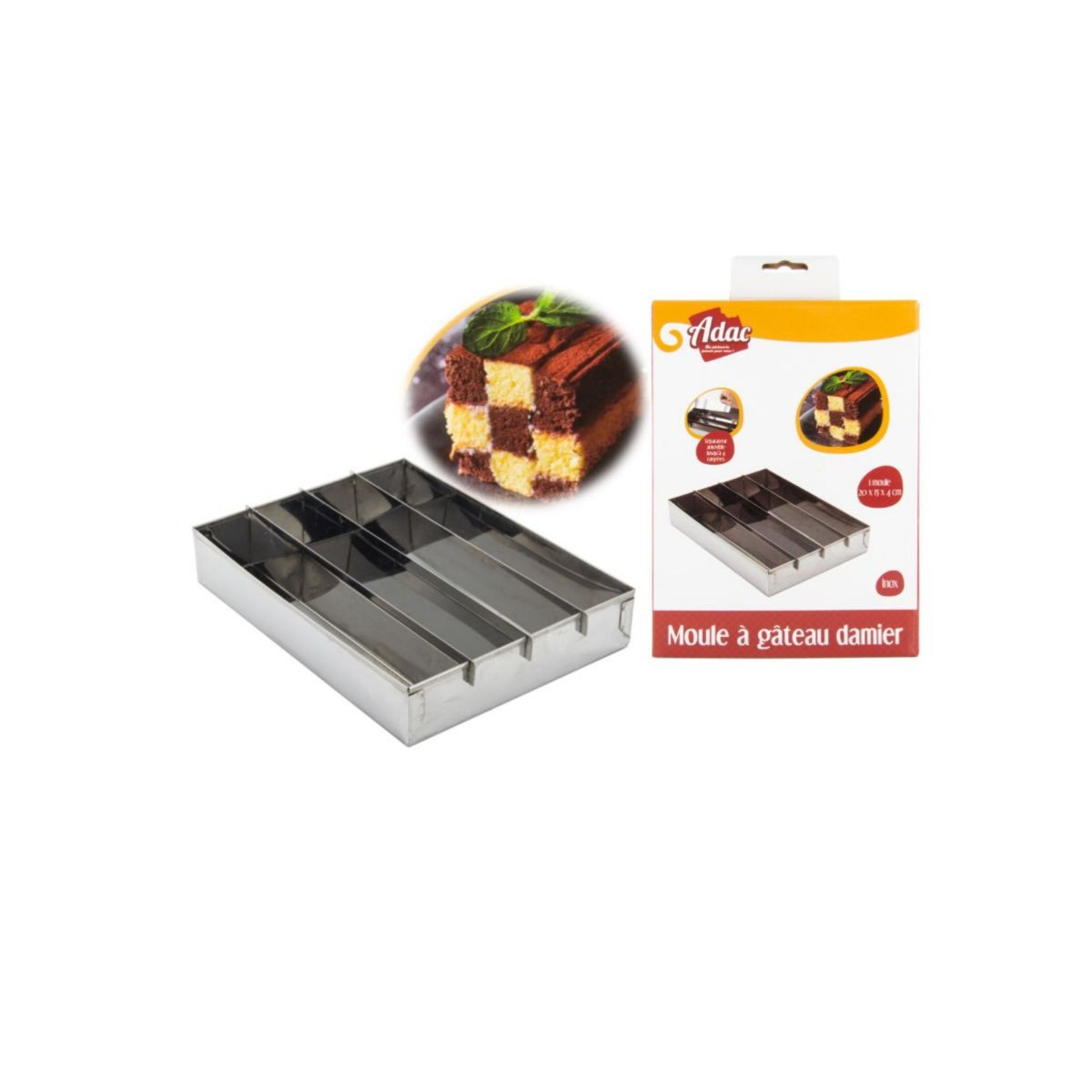 Moule à gâteau damier en inox 20cm