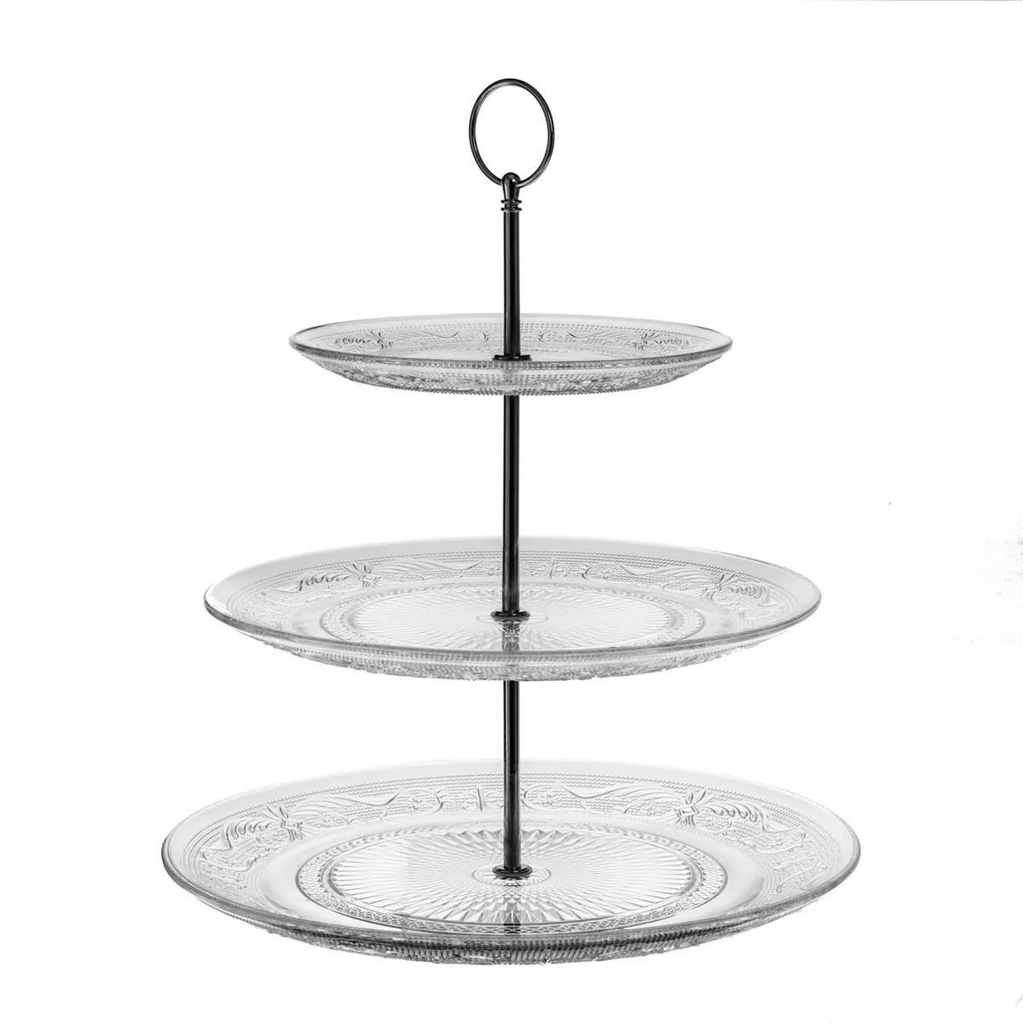 Voir la diapositive 2 : SECRET DE GOURMET Serviteur à 3 étages  renaissance  33cm transparent