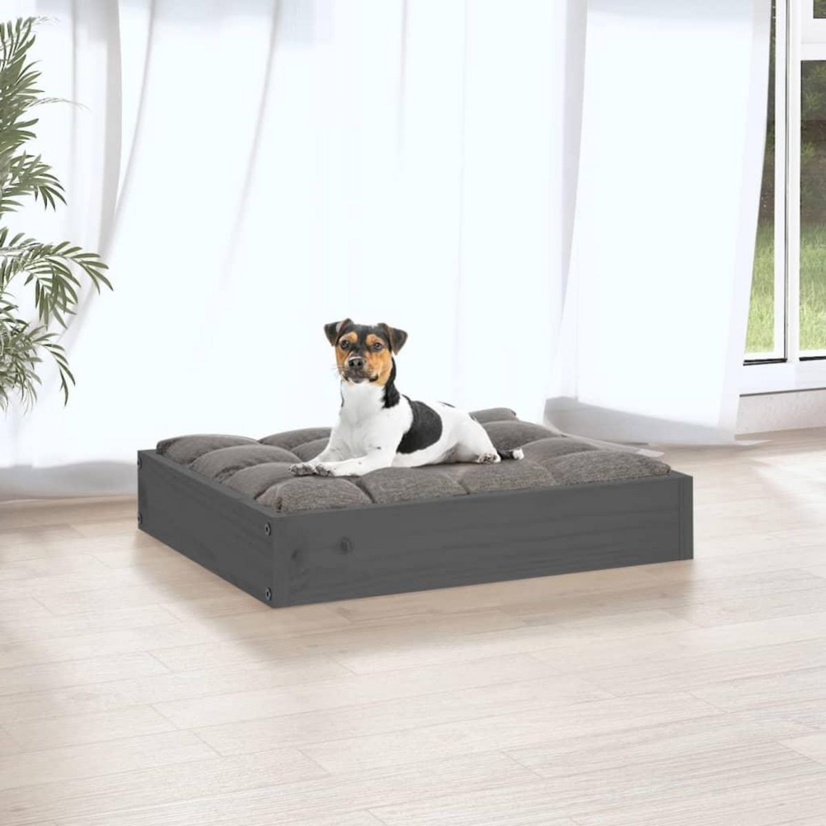 VIDAXL Lit pour chien Gris 51,5x44x9 cm Bois de pin solide