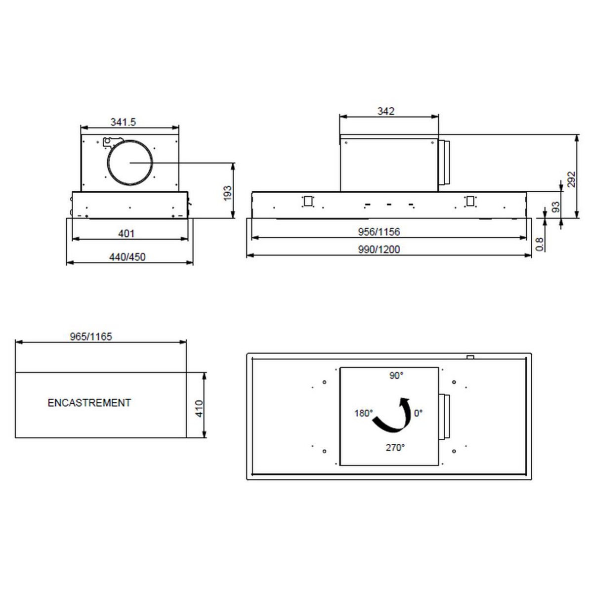 ROBLIN Hotte plafond 99cm 839m3/h inox - 6209265
