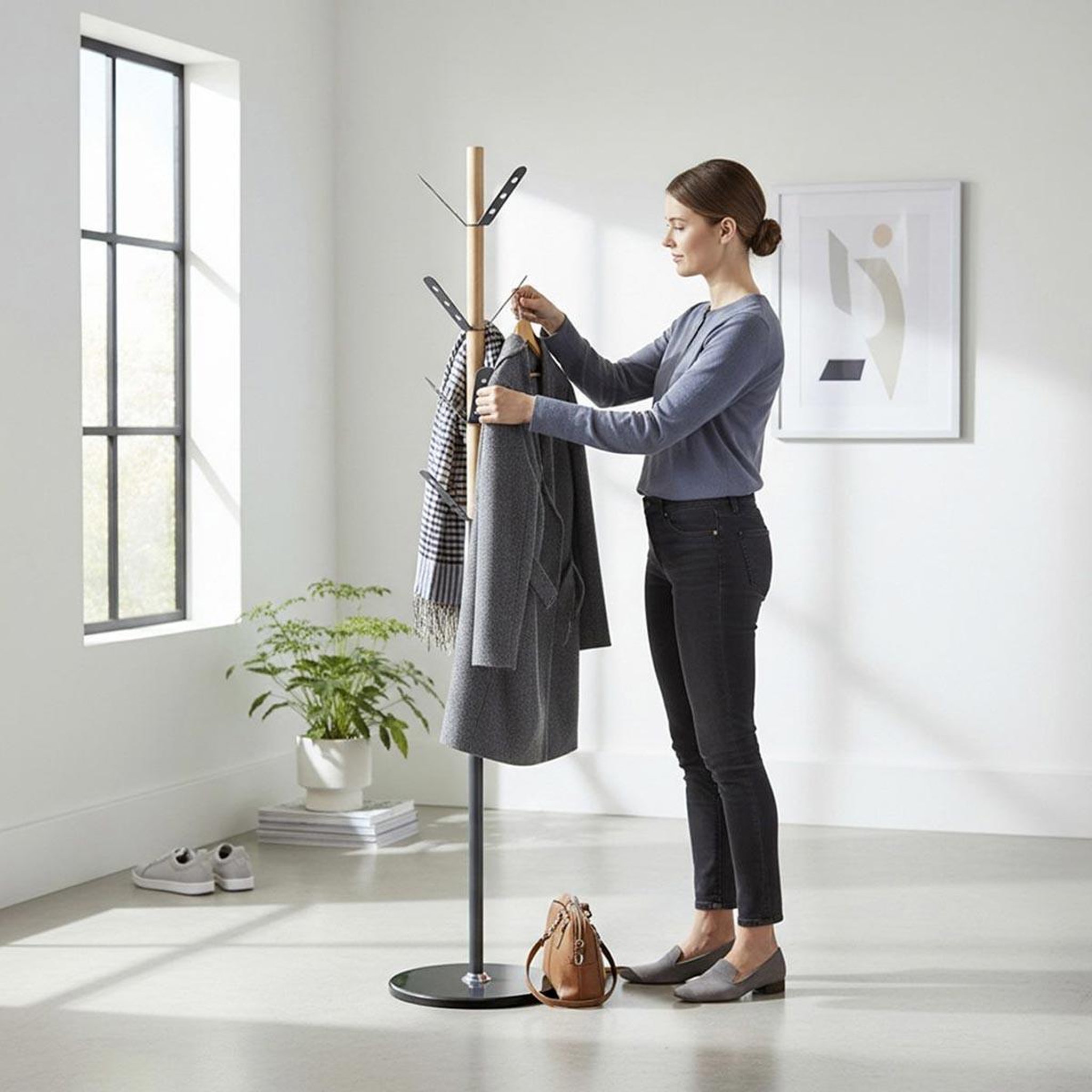 Voir la diapositive 3 : Paris Prix Porte-manteau design  corneille  anthracite & naturel