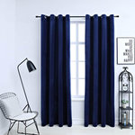 VIDAXL Rideaux occultants et anneaux 2pcs Velours Bleu fonce 140x225cm