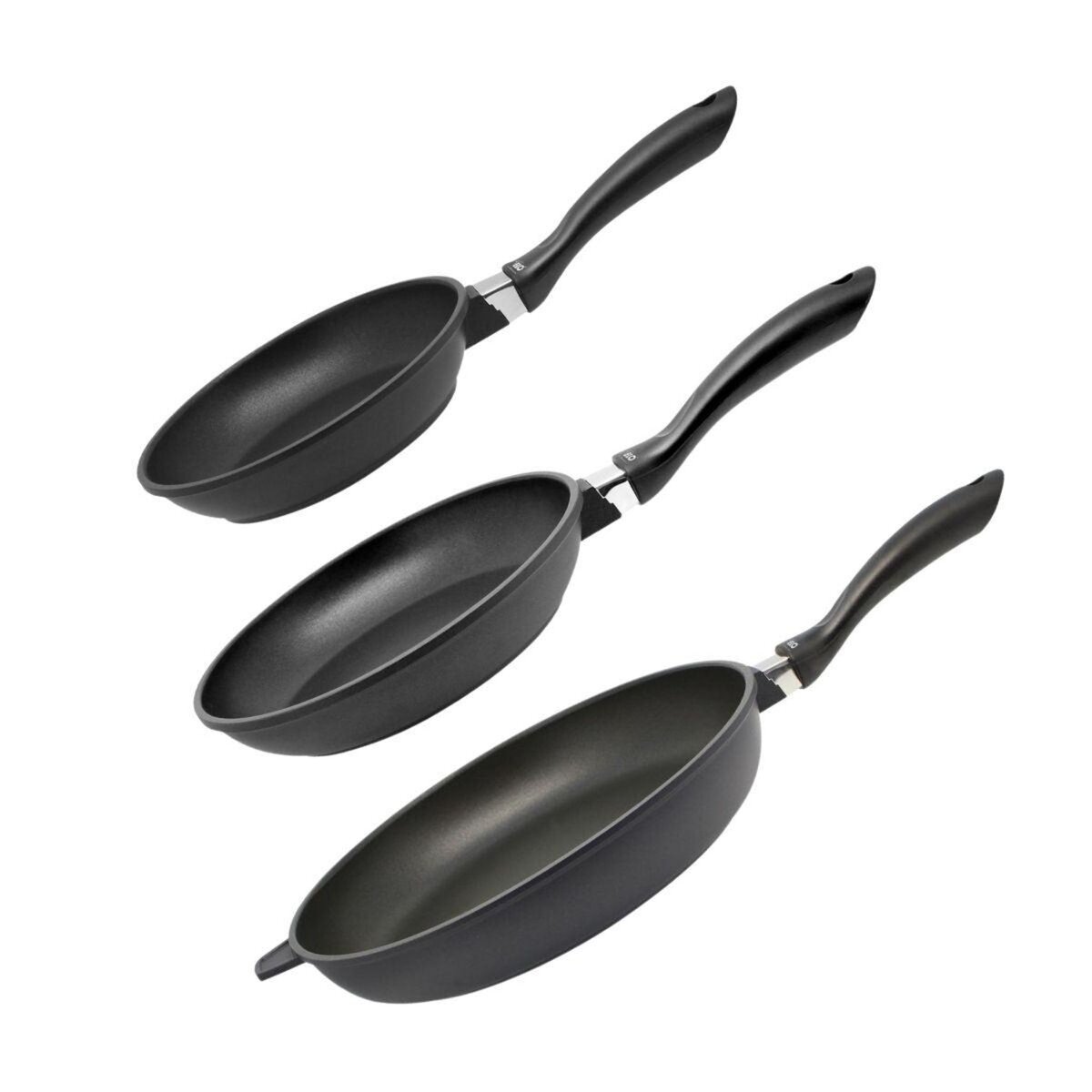 ELO Set de 3 poêles à frire 24 cm 28 cm et 32 cm sans PFAS Elo Alucast