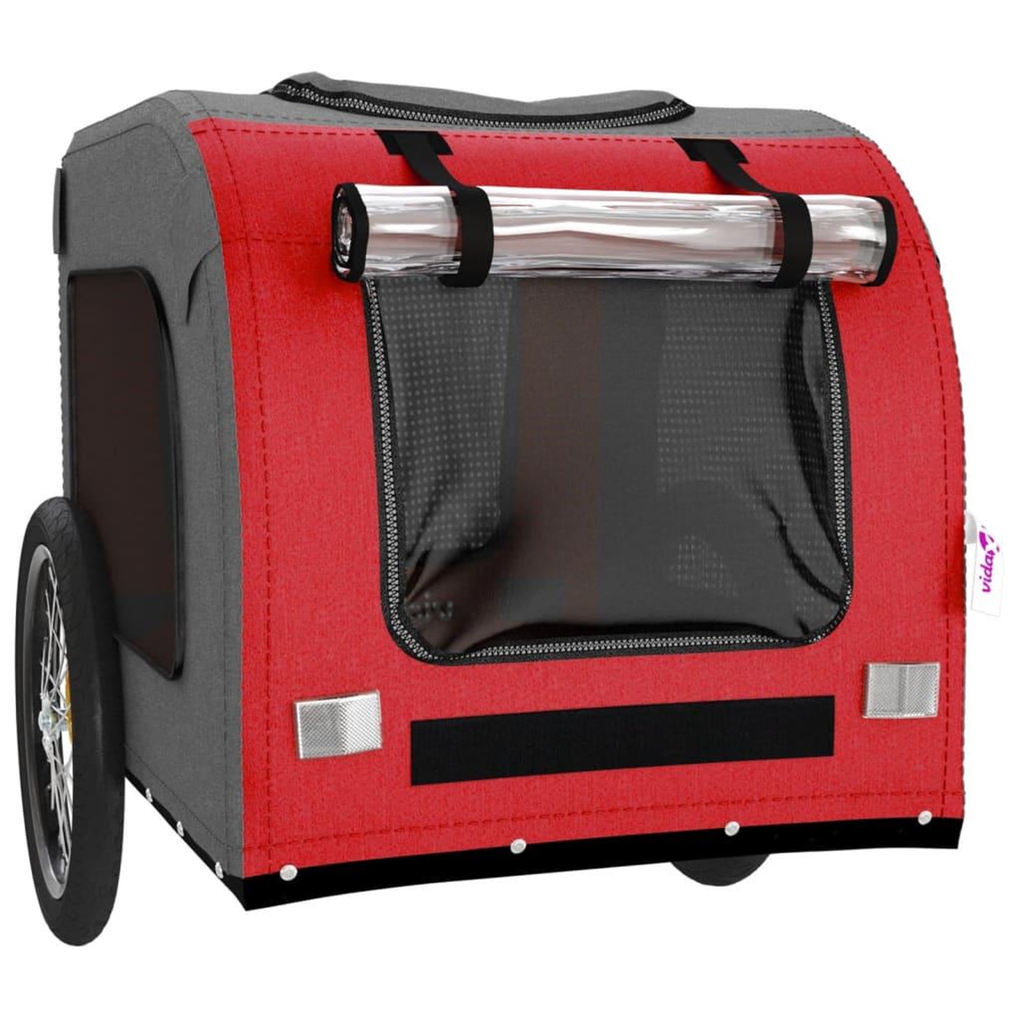 Voir la diapositive 5 : VIDAXL Remorque de velo pour animaux de compagnie rouge et gris