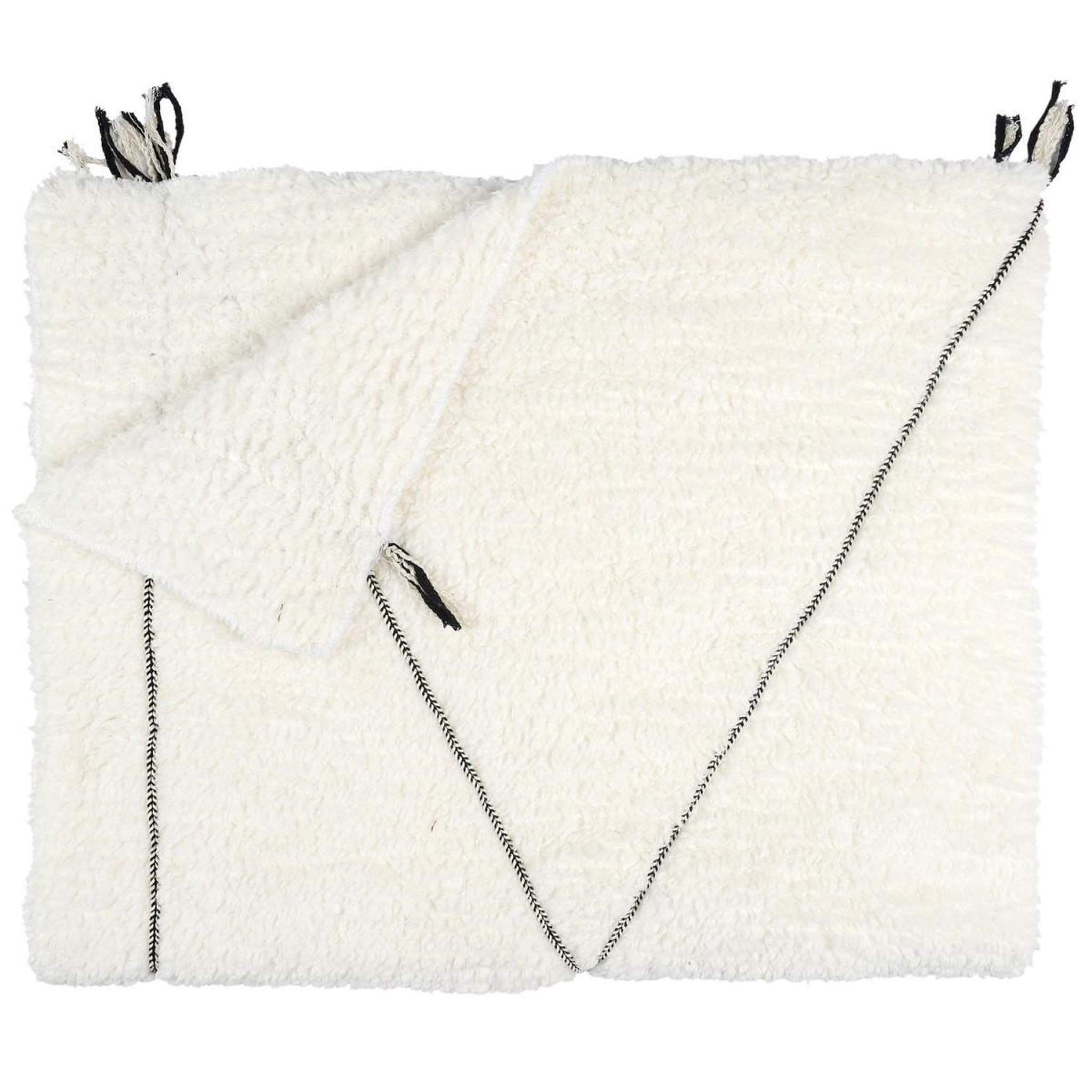 Voir la diapositive 1 : The Home Deco Factory Plaid Sherpa Tressé  Crush  130x160cm Blanc