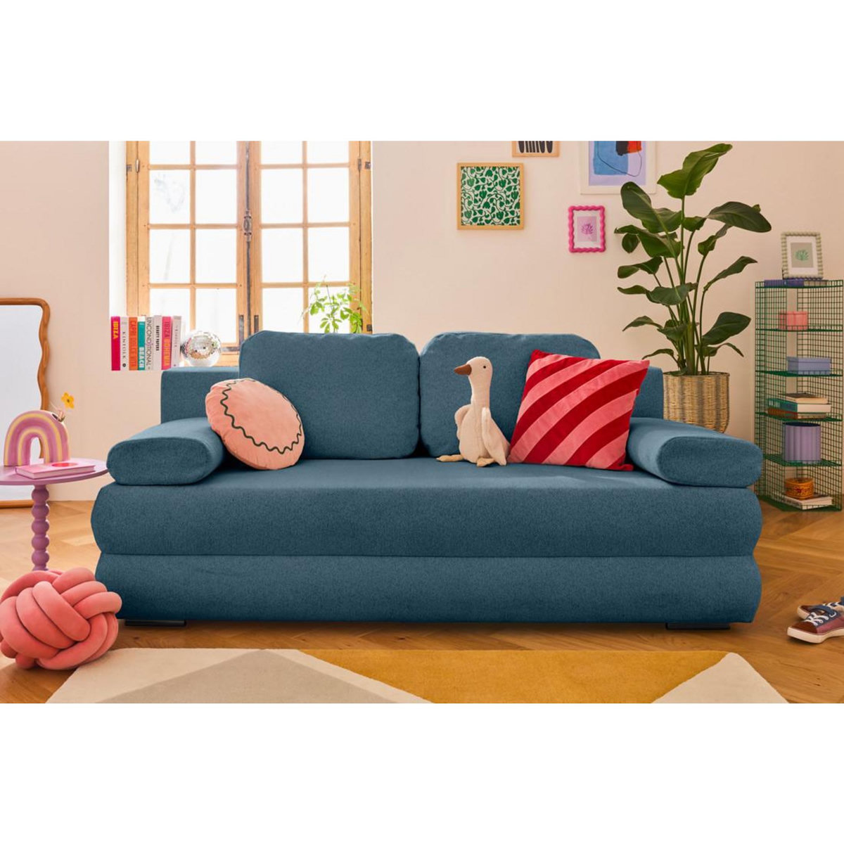 BEST MOBILIER Nora - canapé 3 places convertible avec coffre en tissu texturé