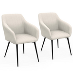 ID MARKET Lot de 2 chaises de salle à manger, fauteuils de table JANY en velours côtelé beige