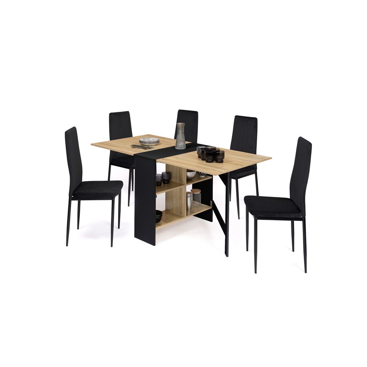 Table console extensible avec rangements L150 cm JESSIE