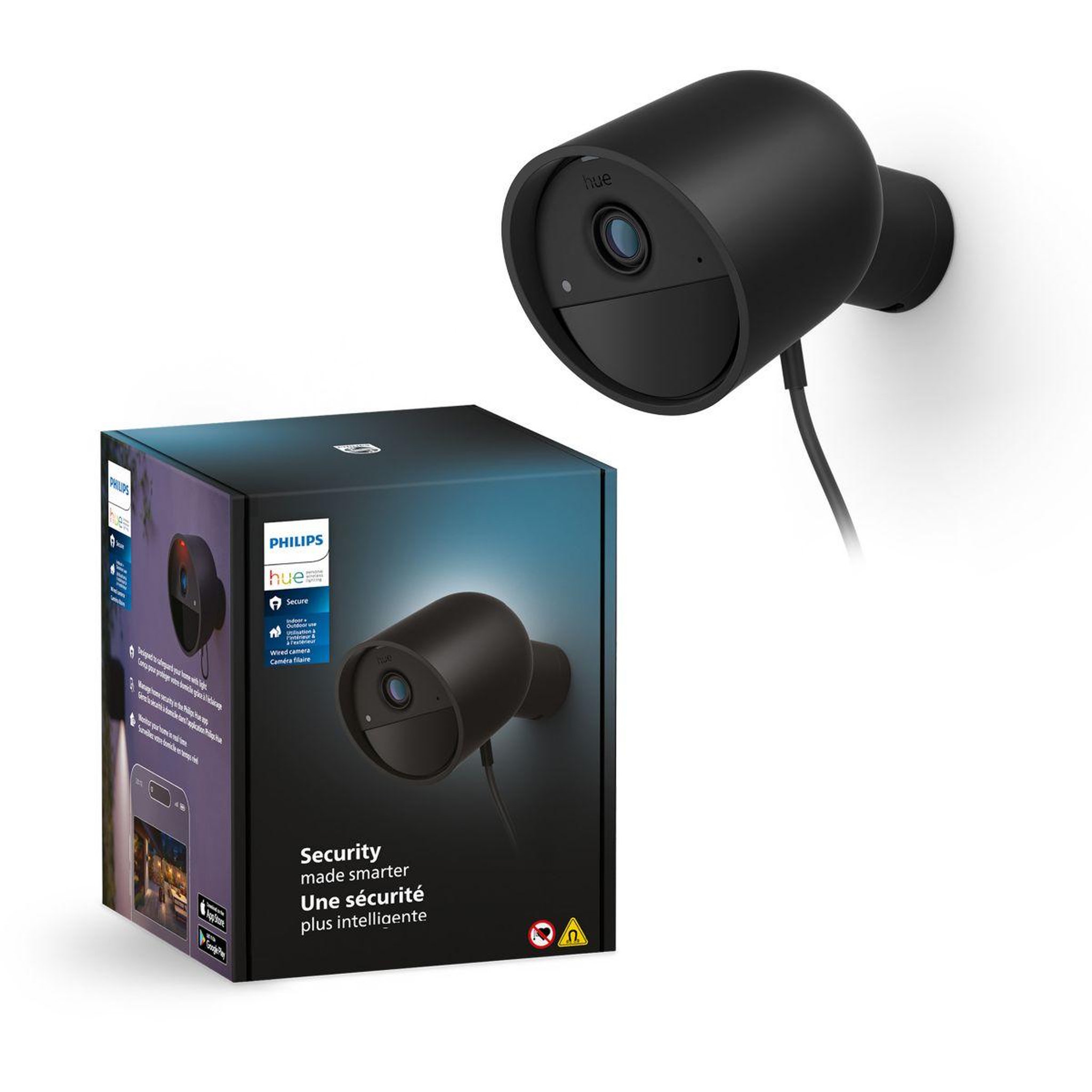 Voir la diapositive 2 : Philips Caméra de surveillance HUE SECURE sans fil noire