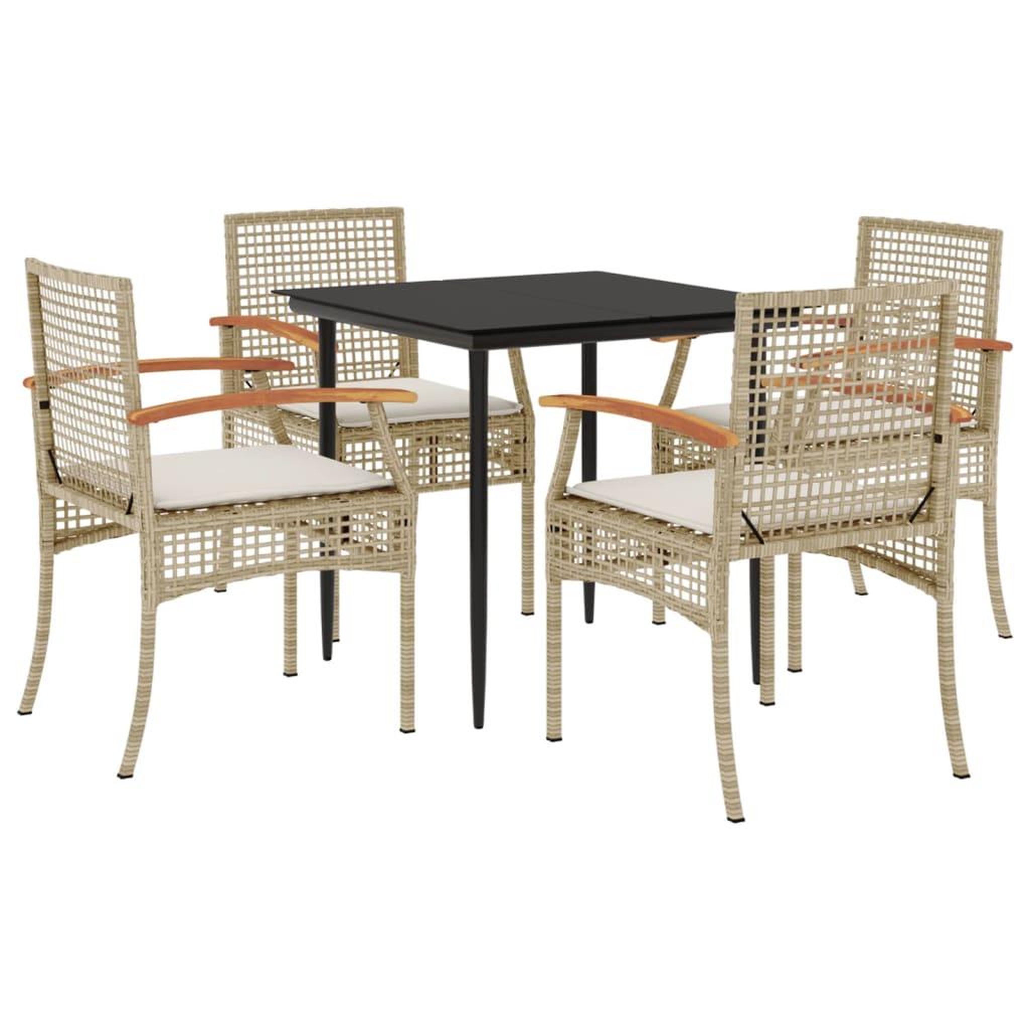 Voir la diapositive 2 : VIDAXL Ensemble a manger de jardin avec coussins 5pcs Beige poly rotin