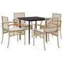 Voir la diapositive 2 : VIDAXL Ensemble a manger de jardin avec coussins 5pcs Beige poly rotin