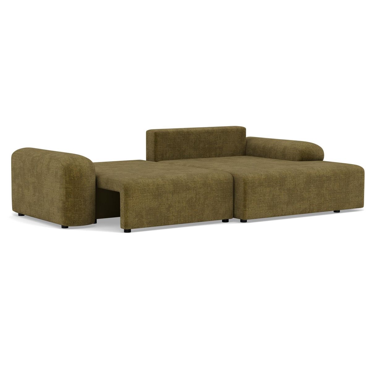 BEST MOBILIER Rebecca - canapé d'angle droit 4 places convertible avec coffre en velours texturé