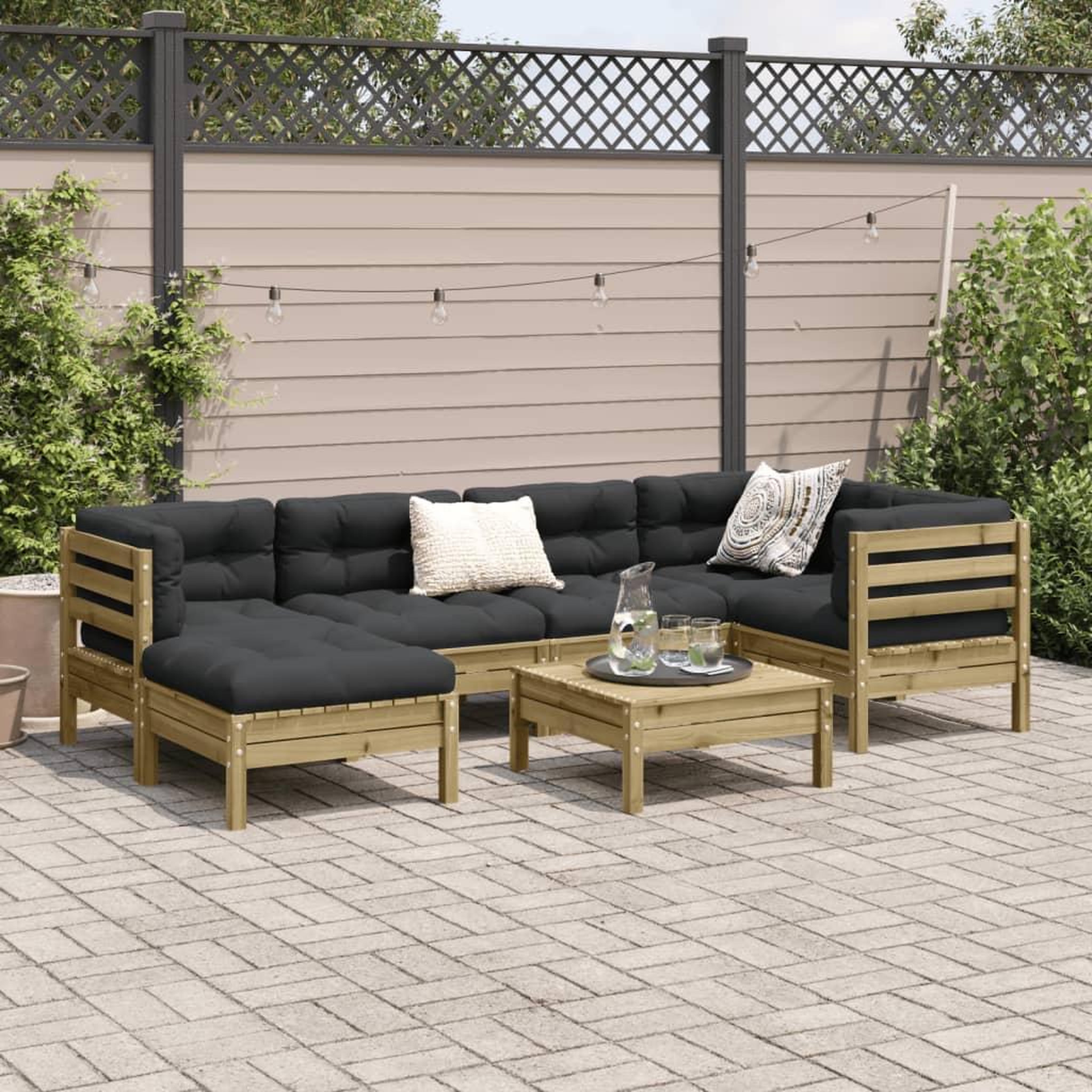Voir la diapositive 3 : VIDAXL Salon de jardin 7 pcs avec coussins bois de pin impregne