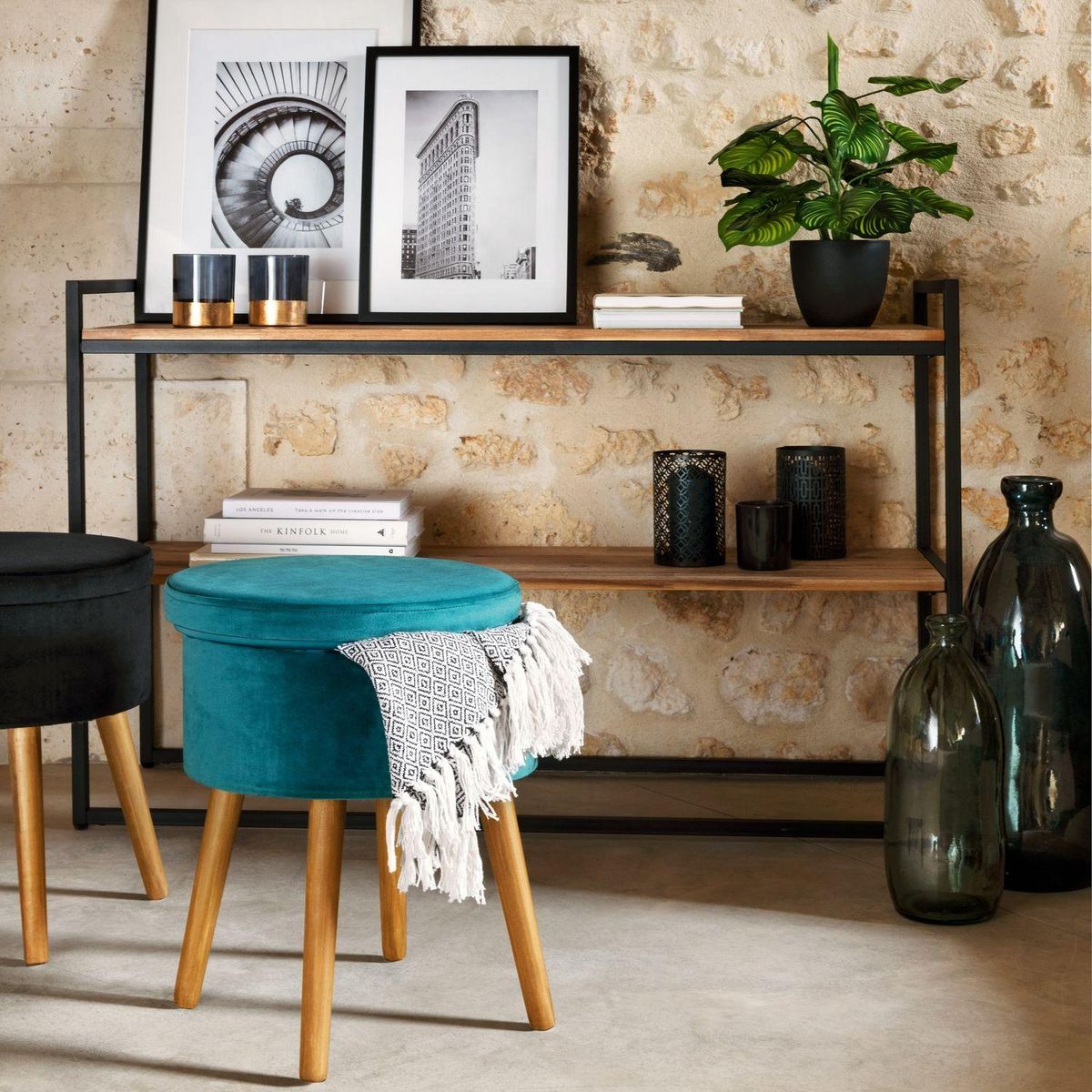 ATMOSPHERA Console Edena - 2 Plateaux - Bois d'Acacia