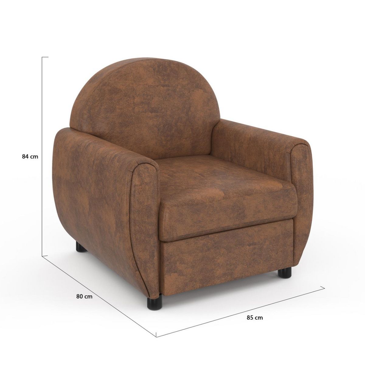 ID MARKET Fauteuil CLUB vintage GASTON marron foncé effet vieilli