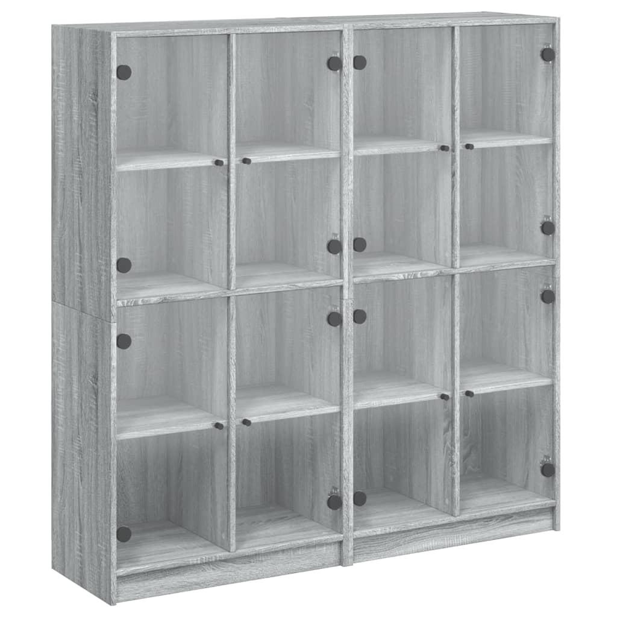 Voir la diapositive 2 : VIDAXL Bibliotheque avec portes sonoma gris 136x37x142 cm
